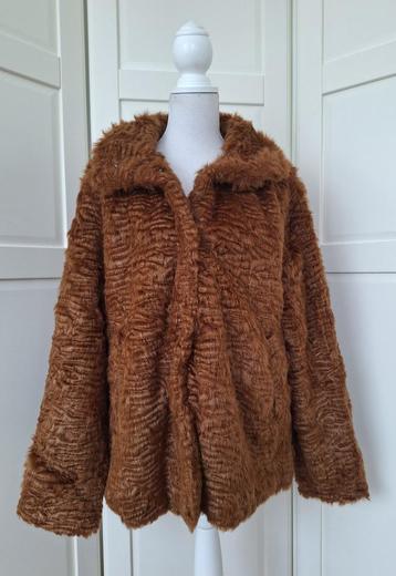 DIDI nieuwe cognac bruine faux fur jas, maat 48 XXL beschikbaar voor biedingen