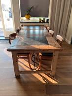 Mooie kloostertafel met  8 stoelen, Huis en Inrichting, Ophalen, Rechthoekig, 50 tot 100 cm