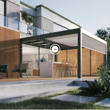 Brustor B720 Glas/Lamellendak 5x5m | Antraciet 7016 Houtlook beschikbaar voor biedingen