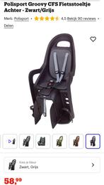 Fietstoeltje Polisport Groovy, Achterzitje, Voetsteuntjes, 9 t/m 18 kg, Ophalen of Verzenden