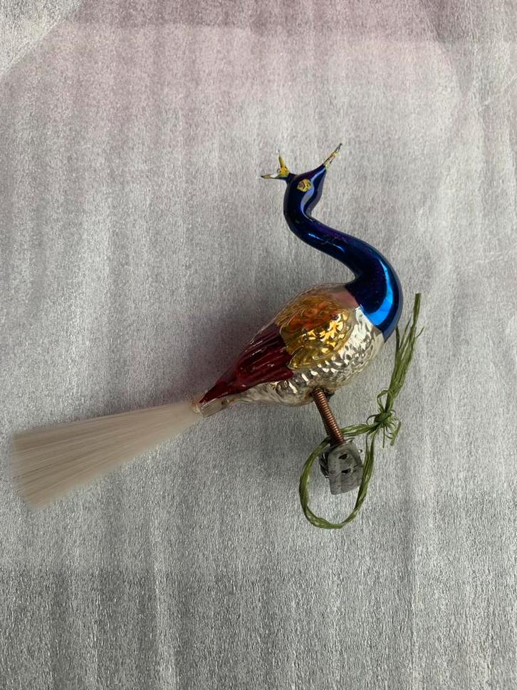 Kerstbal drie mooie antieke pauwe vogels kerstbal, Diversen, Kerst, Ophalen of Verzenden