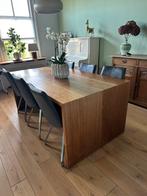 Handgemaakte massief houten tafel met wangen, Huis en Inrichting, Ophalen of Verzenden, Rechthoekig, 150 tot 200 cm, 50 tot 100 cm