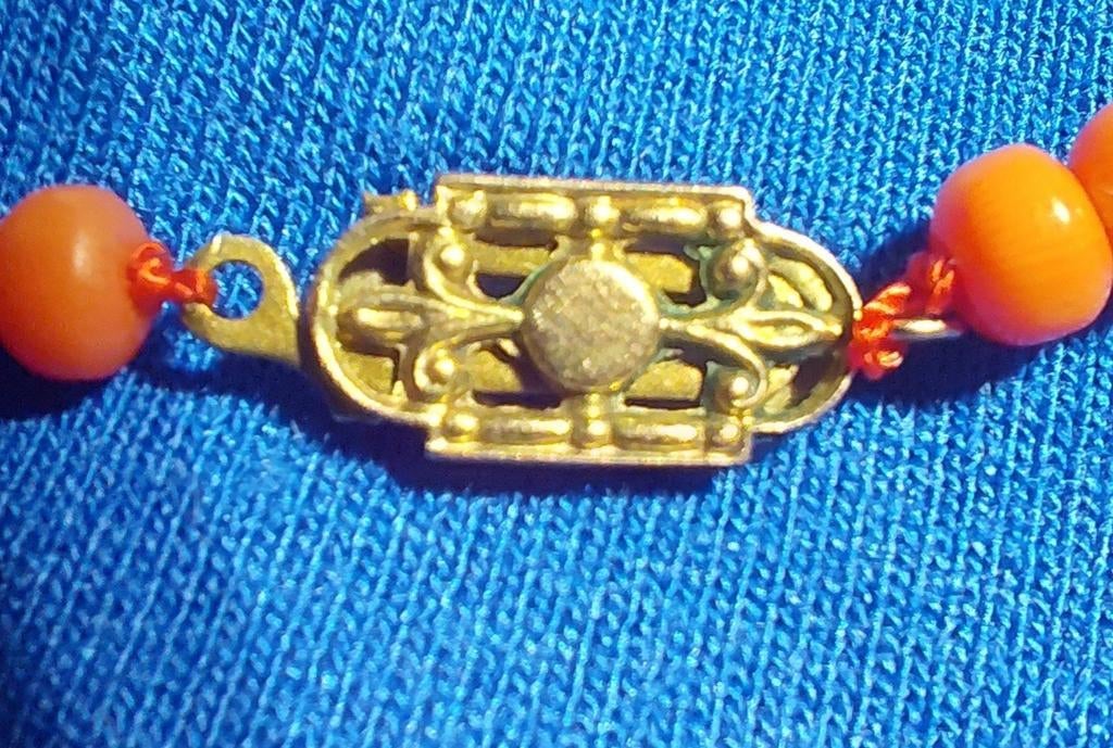 fraaie bloedkoraal ketting,gouden slotje, Sieraden, Tassen en Uiterlijk, Antieke sieraden, Verzenden, Goud, Ketting