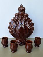 retro vintage heraldische 2 adelaar decanter fles schenkkan, Ophalen of Verzenden, Zo goed als nieuw, Borrel- of Shotglas