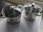 Grote kookpan, 2 stuks, inhoud 8L, Ophalen, Zo goed als nieuw, Rvs, Kookpan of Snelkookpan