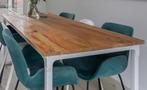 Prachtige Eettafel mangohout met wit stalen frame 180x80, Huis en Inrichting, Tafels | Eettafels, 150 tot 200 cm, Rechthoekig