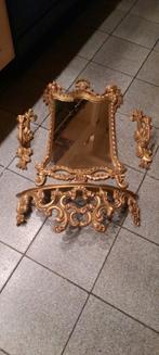 Brocante Spiegel met Console en Wandkandelaars, Ophalen of Verzenden, Rechthoekig, 50 tot 100 cm, 100 tot 150 cm