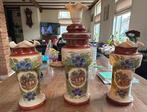 Opaline glazen vazen - Handgeschilderd koeien en bloemen, Antiek en Kunst, Antiek | Vazen, Ophalen