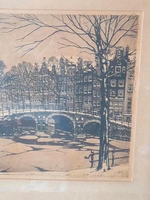Ets Leidsegracht Amsterdam Cornelis Brandenburg, Antiek en Kunst, Kunst | Etsen en Gravures, Ophalen