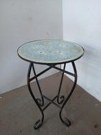 Plantentafeltje Mozaïek Stalen Onderstel 37 cm rond  57 hoog, Tuin en Terras, Ophalen of Verzenden, Gebruikt, Rond, Metaal