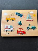Houten puzzel met geluid, Kinderen en Baby's, Speelgoed | Kinderpuzzels, Ophalen of Verzenden, Zo goed als nieuw, Van hout, Minder dan 10 stukjes
