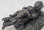 Prachtig bronzen beeld van moeder OTTER met kleintje, Ophalen of Verzenden, Gebruikt, Dier