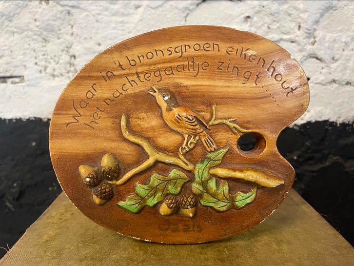 Vintage mid ventury wandtegel vogel op palet herfst, Huis en Inrichting, Woonaccessoires | Wanddecoraties, Gebruikt, Ophalen of Verzenden