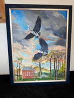 Uniek schilderij kasteel Amerongen, Ophalen, 75 tot 100 cm, Schilderij, 75 cm of meer