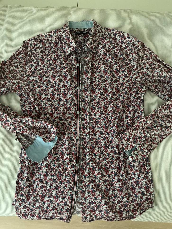 Cold Method Overhemd Rood/Blauw Print Maat L, Kleding | Heren, Overhemden, Zo goed als nieuw, Halswijdte 41/42 (L), Rood, Ophalen of Verzenden