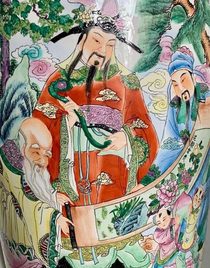 SUPER BIG ONE VASE 1,6M WITH NICELY FU LU SHOU MOTIFS, Antiek en Kunst, Antiek | Porselein, Ophalen