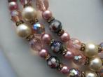 Exclusief uniek halssieraad roze/paars met cloisonne China, Ophalen of Verzenden, Zo goed als nieuw, Paars, Met strass