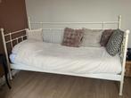 Wit metalen spijlenbed, Ophalen, 90 cm, Eenpersoons, Wit