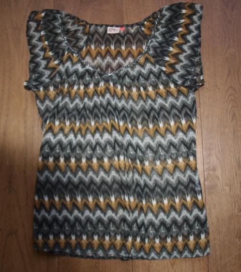 Zwart Bruine Voille Top Only (L), Kleding | Dames, Tops, Gedragen, Maat 42/44 (L), Zwart, Zonder mouw, Ophalen of Verzenden