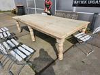 Grote teakhouten 6 poottafel 275 x 140, Antiek en Kunst, Antiek | Meubels | Tafels, Ophalen of Verzenden