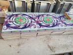 Bijzondere lambrisering art nouveau tegels paars 882x127cm, Ophalen, Zo goed als nieuw, Keramiek, Vloertegels