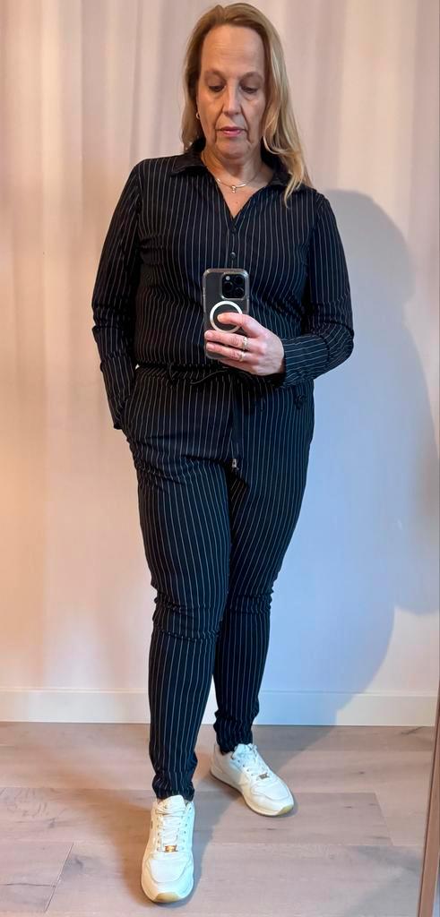Zwart-wit gestreepte jumpsuit maat XL, Kleding | Dames, Jumpsuits, Zo goed als nieuw, Maat 46/48 (XL) of groter, Zwart, Ophalen of Verzenden