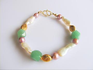 Armband Nigella parels-aventurijn-kralen goud beschikbaar voor biedingen