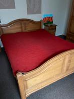 Gepatineerd eiken bed 160x210 incl kast en 2 nachtkastjes, Gebruikt, Ophalen of Verzenden, Tweepersoons