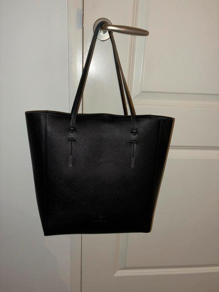 Fred de la Bretoniere leren tas, Sieraden, Tassen en Uiterlijk, Tassen | Damestassen, Zo goed als nieuw, Shopper, Zwart, Ophalen of Verzenden