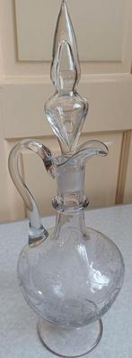 Antieke gave geetste karaf met handgreep, Ophalen of Verzenden