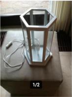 Design wit elektrisch windlicht H36Br20cm metaal., 25 tot 50 cm, Wit, Ophalen of Verzenden, Zo goed als nieuw