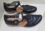 Rieker ballerina t-strap schoen zwart leer, Zwart, Zo goed als nieuw, Rieker, Ballerina's