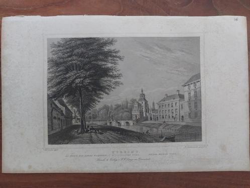 38 / Utrecht Wittevrouwenpoort - staalgravure Terwen 1860, Antiek en Kunst, Kunst | Etsen en Gravures, Ophalen of Verzenden