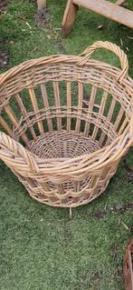 2 mooie aparte Engelse visserij manden(brocante), Mand, Ophalen of Verzenden, Zo goed als nieuw, Riet