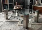 Glazen salontafel met alu poten 70 x 110 cm, Ophalen, 100 tot 150 cm, 50 tot 75 cm, 50 tot 100 cm