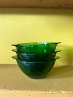 3x France Vereco schaaltjes, groen glas, Huis en Inrichting, Keuken | Servies, Ophalen of Verzenden