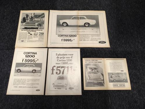 5x Reclame (A4) Ford Cortina (1964), Verzamelen, Automerken, Motoren en Formule 1, Zo goed als nieuw, Auto's, Ophalen of Verzenden