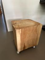Massief Eiken Houten Blok op Wielen, Ophalen, Minder dan 50 cm, Gebruikt, Minder dan 50 cm