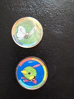 2 x Pokemon "Tazo" van metaal, Natu en Butterfree, Nintendo, Ophalen of Verzenden
