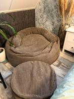 Grote Lounge Pug zitzak met armleuning-kussen en  Poef, Ophalen, Gebruikt, Rond, Stof