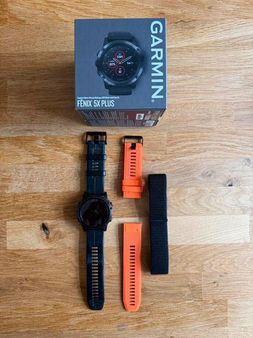 Garmin Fenix 5x plus sapphire, Sieraden, Tassen en Uiterlijk, Sporthorloges, Gebruikt, iOS, Zwart, GPS, Waterdicht, Ophalen of Verzenden