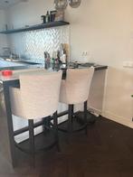 Barkrukken teddy stof, kuipstoelen, zgan, Huis en Inrichting, Barkrukken, Ophalen, Met voetsteun, 60 tot 90 cm, Zo goed als nieuw