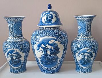 Vintage T.Delft's Blauwe 3 delig kaststel compleet, puntgaaf beschikbaar voor biedingen