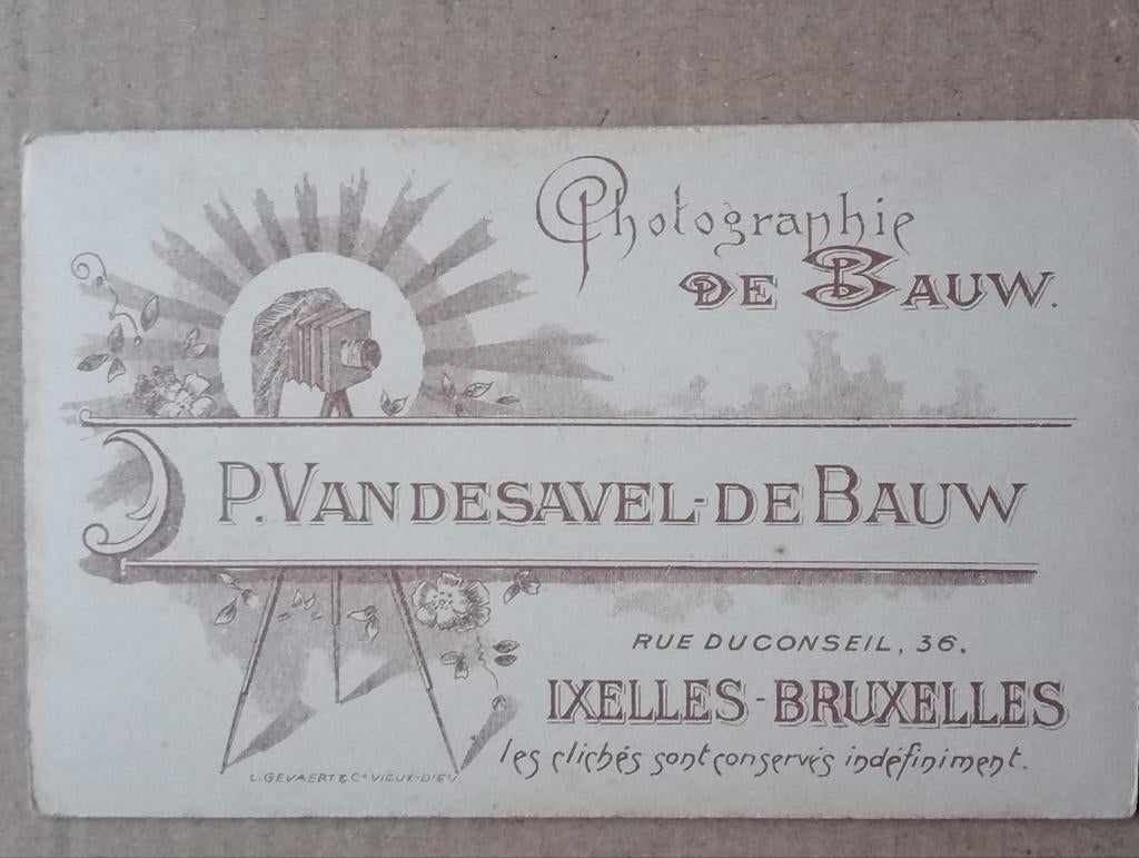 Photographie De Bauw Bruxelles Brussel, Verzamelen, Foto's en Prenten, Gebruikt, Verzenden, Foto, Voor 1940
