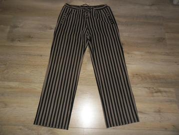 Penn & Ink. Beige/Zwart Gestreepte Travel Stof Broek Maat M beschikbaar voor biedingen