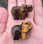 Tijgeroog olifant edelsteen beeldje natuursteen edelstenen, Verzamelen, Mineralen en Fossielen, Ophalen of Verzenden