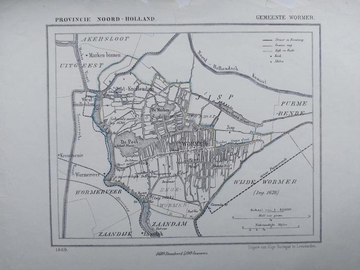 63 / Wormer Knollendam Jisp Wormerveer Zaandijk Krommenie, Antiek en Kunst, Kunst | Litho's en Zeefdrukken, Ophalen of Verzenden