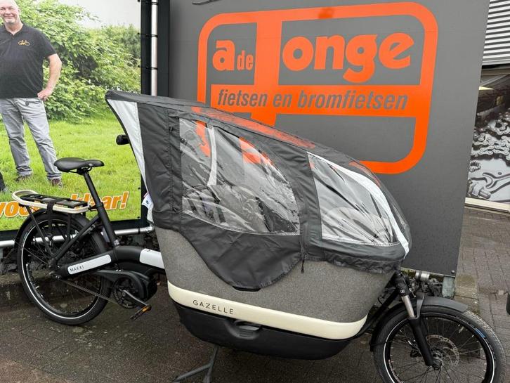 Gazelle Makki 6095 km. 500 wh, Fietsen en Brommers, Fietsen | Bakfietsen, Gebruikt, Gazelle, 3 kinderen, Elektrisch, Huif, Verzenden