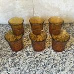 6x vintage Duralex amber waterglas ALS NIEUW, Ophalen of Verzenden, Zo goed als nieuw, Overige stijlen