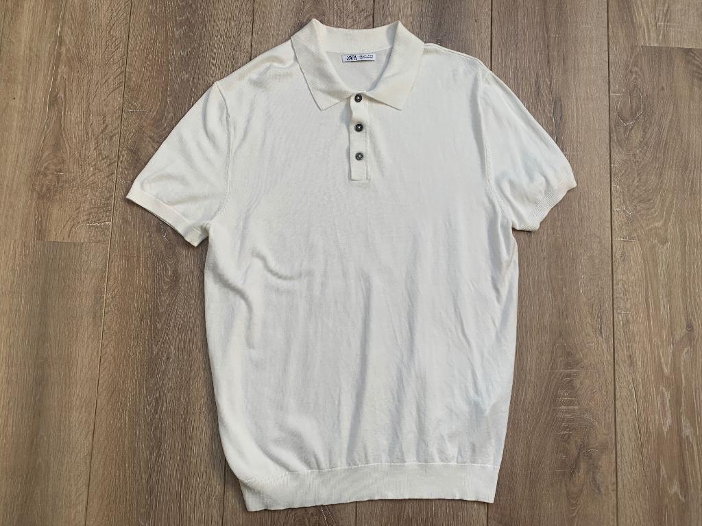 Zara polo korte mouw wit beige L/50, Kleding | Heren, Polo's, Zo goed als nieuw, Maat 48/50 (M), Wit, Verzenden